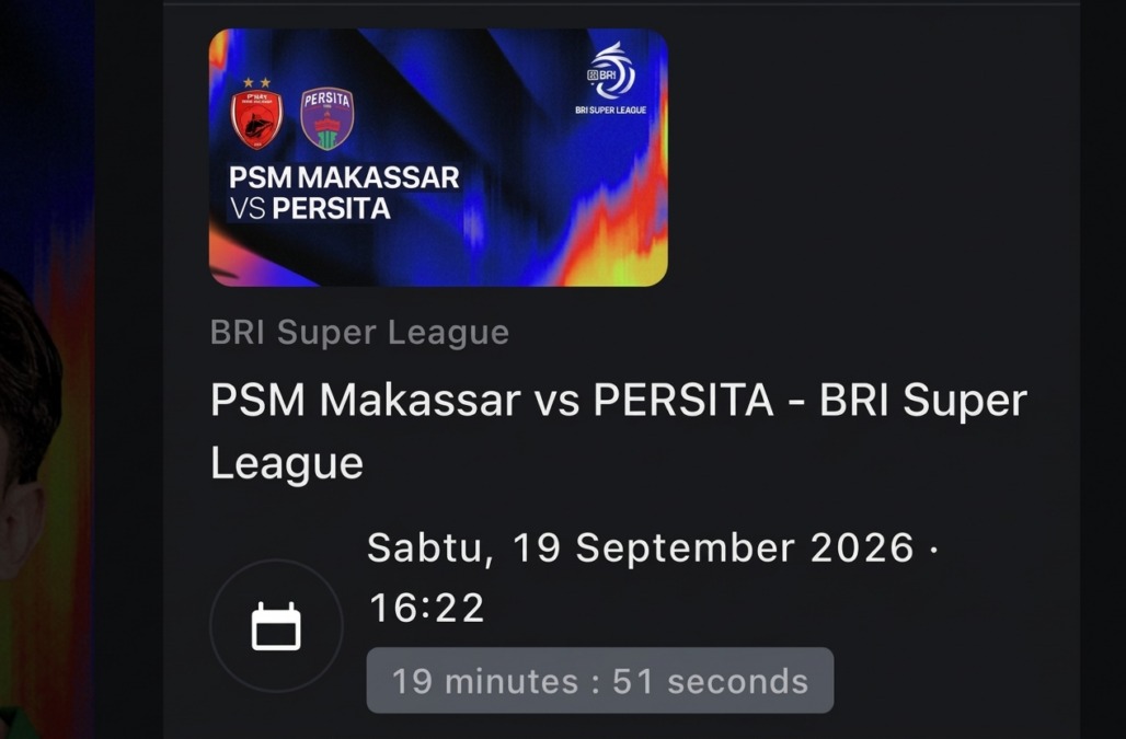 Link streaming PSM Makassar vs Persita hari ini, Sabtu (19/9/2026). Simak jadwal kick-off, lokasi pertandingan, dan cara menontonnya