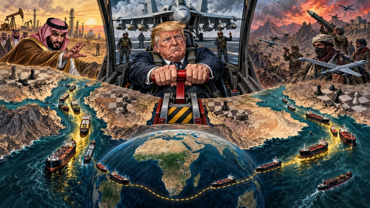 Trump mengerem serangan saat tekanan Saudi–Houthi mengancam dua nadi energi dan stabilitas dunia global (Dok. Ilustrasi)