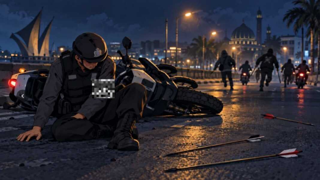 Seorang polisi di Kota Makassar, Aipda Heru mengalami patah tulang saat membubarkan tawuran yang melibatkan kelompok diduga geng motor. Foto: Ilustrasi.