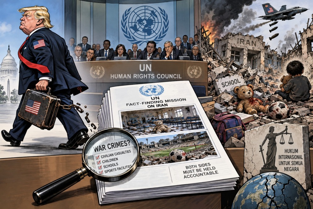 Pakar HTN Unhas Hartono Tasir Irwanto analisis dampak hukum AS keluar dari UNHRC usai dituding lakukan kejahatan perang di Minab dan Lamerd, Iran