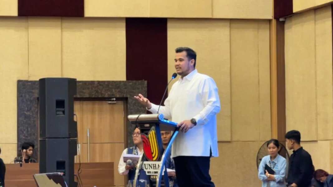 Ketua BPD HIPMI Sulawesi Selatan Andi Amar Ma’ruf Sulaiman mendorong integrasi data rumah sakit agar pasien tak mengulang input dan pemeriksaan, serta mengajak pengusaha lokal mengisi kebutuhan obat pada acara HIPMI-Hadin Tech Summit 2026 di Unhas Hotel & Convention, Makassar, Selasa (22/9/2026)