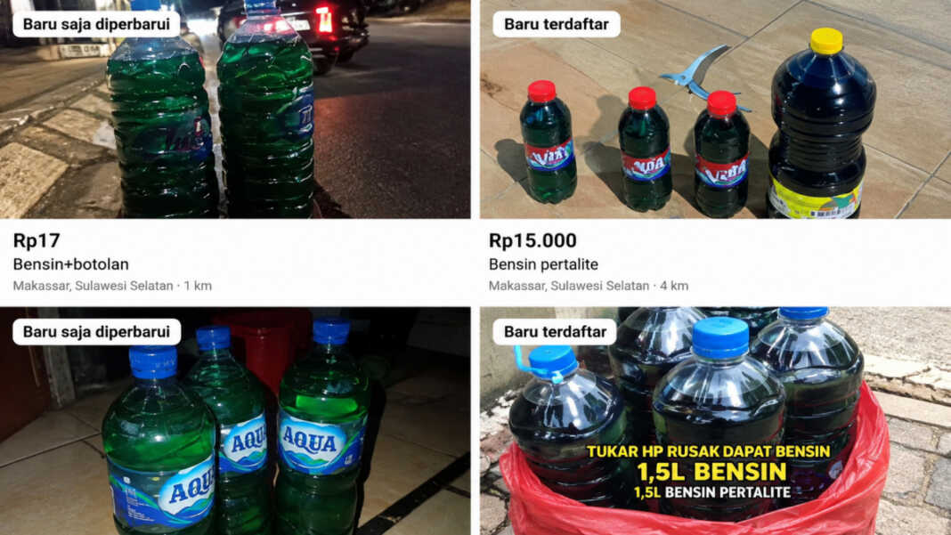 Pertaminan menyayangkan adanya Pertalite ditawarkan di marketplace Makassar hingga Rp40.000 per botol saat antrean BBM mengular