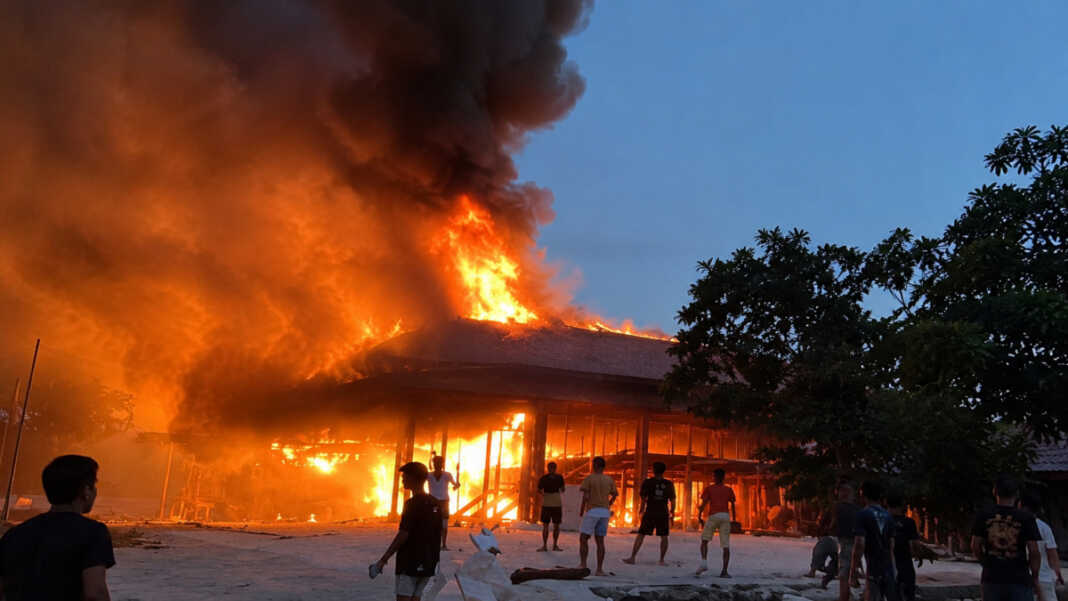 Rumah Cemmang kiki terbakar di selebdi Samallangi, Kelurahan Lancirang, Kecamatan Pitu Riawa, Senin (28/9/2026) sekitar pukul 18.00 Wita