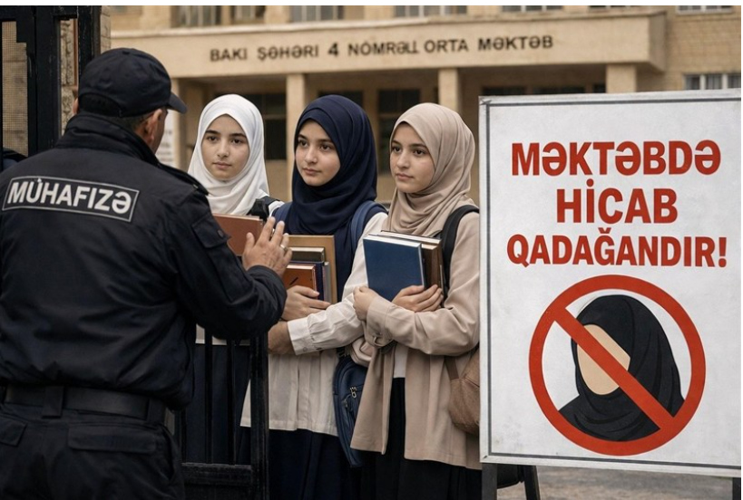Siswi Azerbaijan memprotes pelarangan hijab di sekolah demi mempertahankan hak pendidikan dan kebebasan beragama. (Foto: Istimewa)