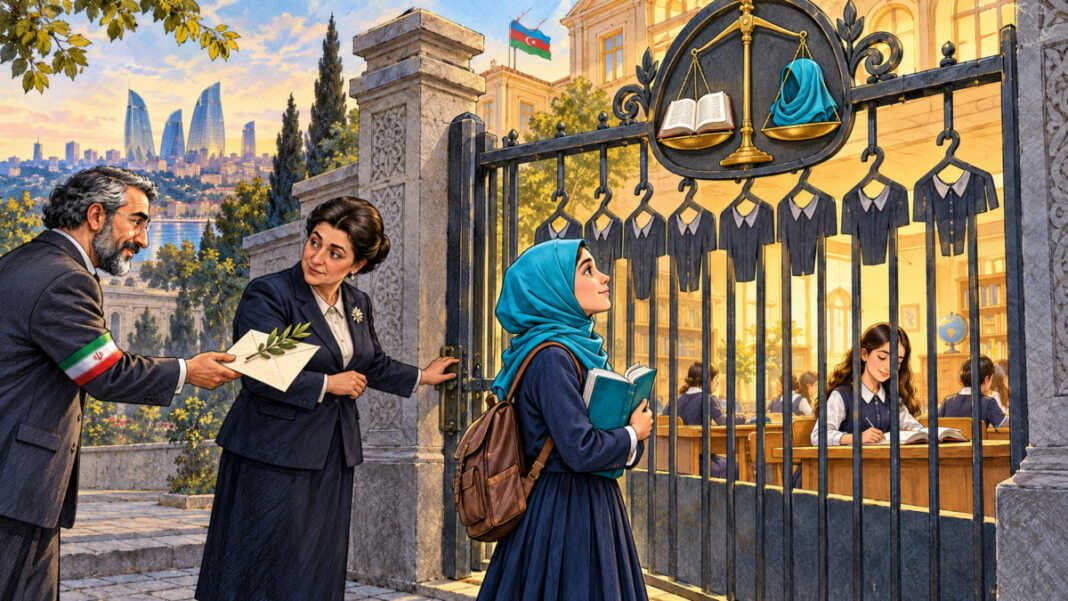 Siswi berhijab memperjuangkan hak pendidikan di Azerbaijan, sementara Iran menyerukan perlindungan dan penghentian diskriminasi.(Ilustrasi: ChatGPT).