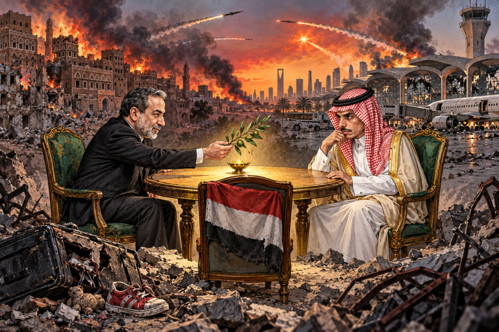Abbas Araghchi menawarkan dialog kepada Faisal bin Farhan untuk meredakan konflik Saudi–Houthi dan membuka jalan menuju perdamaian di Yaman.(Ilustrasi: ChatGPT).