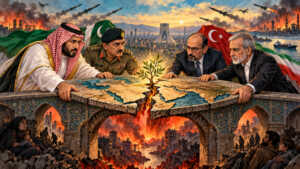 Arab Saudi, Turkiye, dan Pakistan berdialog dengan Iran untuk mencegah meluasnya perang di Asia Barat. (Ilustrasi: ChatGPT).