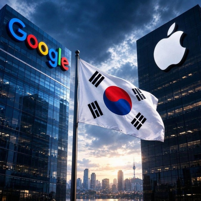 Korea Selatan mendenda Google dan Apple karena membatasi pilihan pembayaran pengembang di toko aplikasi. (Ilustrasi: Gemini AI).