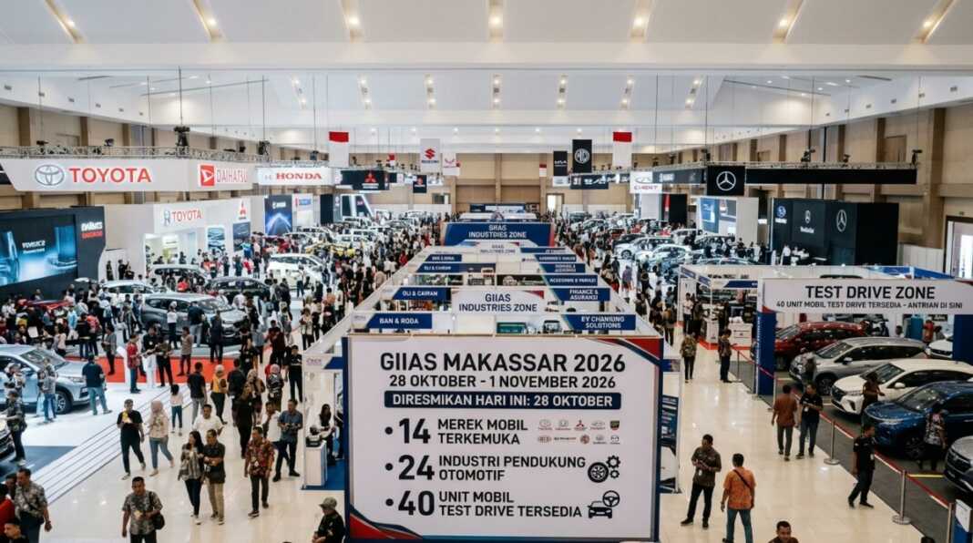 GAIKINDO Indonesia International Auto Show (GIIAS) Makassar 2026 dibuka 28 Oktober dengan 14 merek mobil, 24 industri pendukung, dan 40 unit untuk test drive di Summarecon Mutiara Makassar Convention Center (SMMCC)