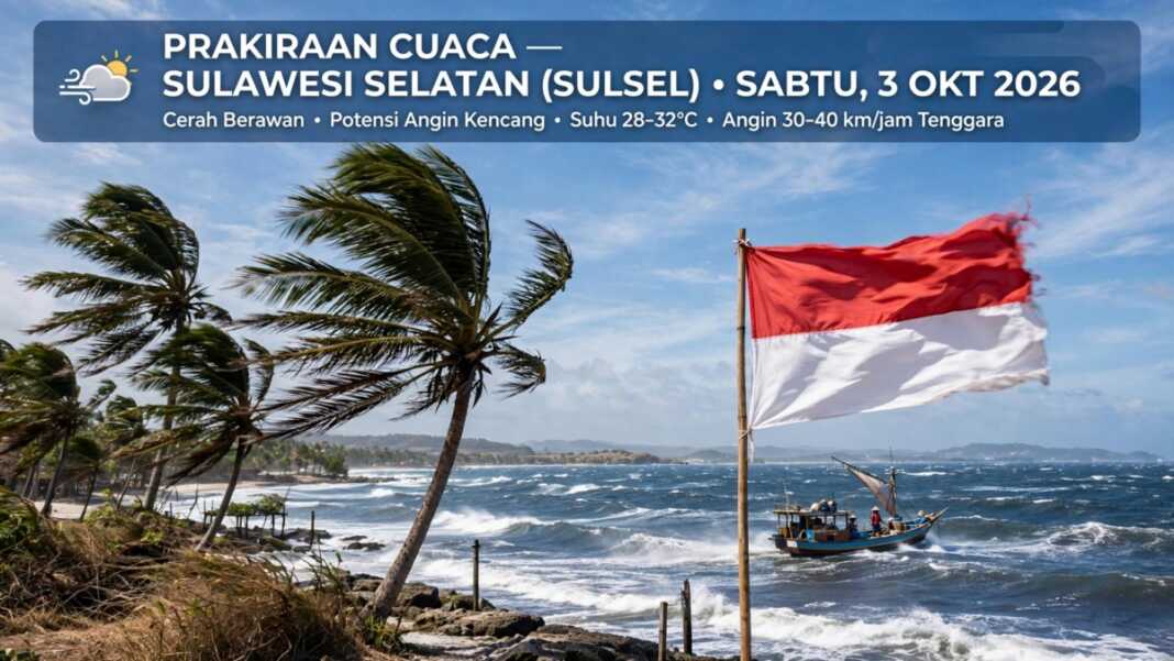 Prakiraan Cuaca Sulsel Hari Ini 3 Oktober 2026, Cerah Berawan Waspada Angin Kencang