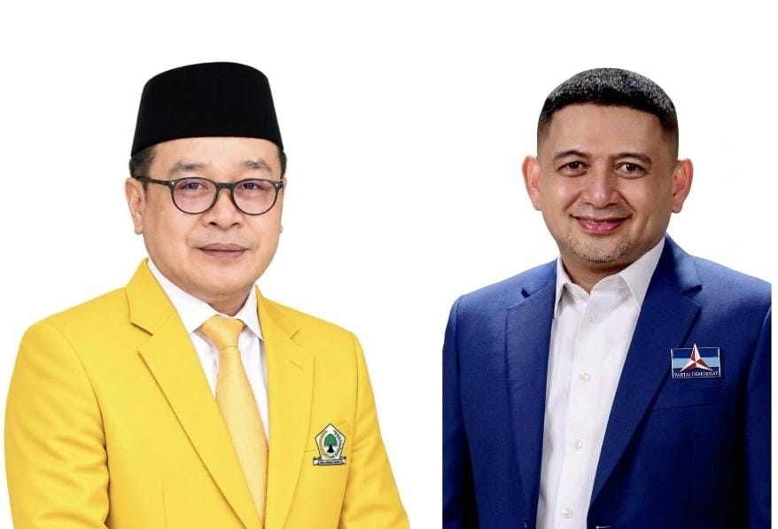 Ketua Harian DPD I Golkar Sulsel Supriansa dan Ketua DPD Demokrat Sulsel Munafri Arifuddin