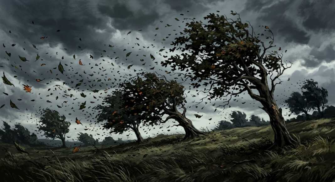 ilustrasi angin kencang