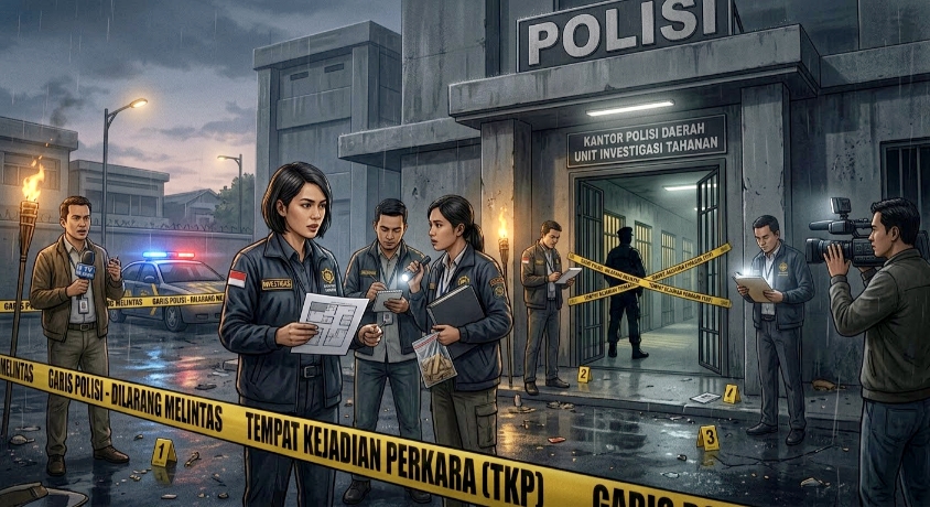 Ilustrasi tindak kekerasan di markas polisi (Gemini)