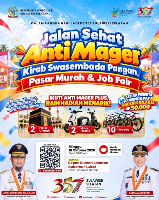Pemprov Sulsel menyiapkan voucher belanja Rp50.000 di Pasar Murah Lapangan Hasanuddin, Makassar, dalam rangkaian Hari Jadi ke-357 Sulsel