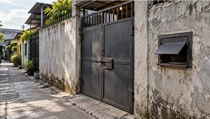 Polisi membongkar pintu baja di kawasan Sapiria-Borta, Kecamatan Tallo, Makassar