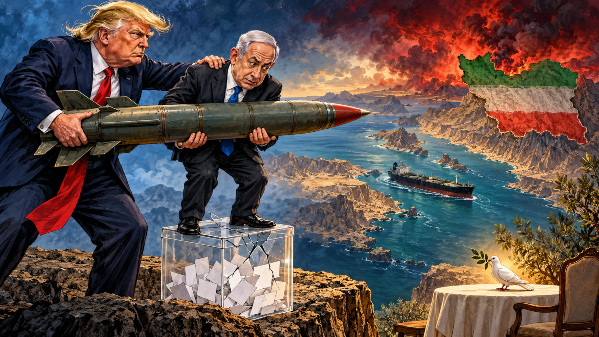 Dukungan Trump menguatkan Netanyahu menjelang pemilu Israel, sementara ancaman terhadap Iran membayangi peluang diplomasi. (Ilustrasi: ChatGPT).