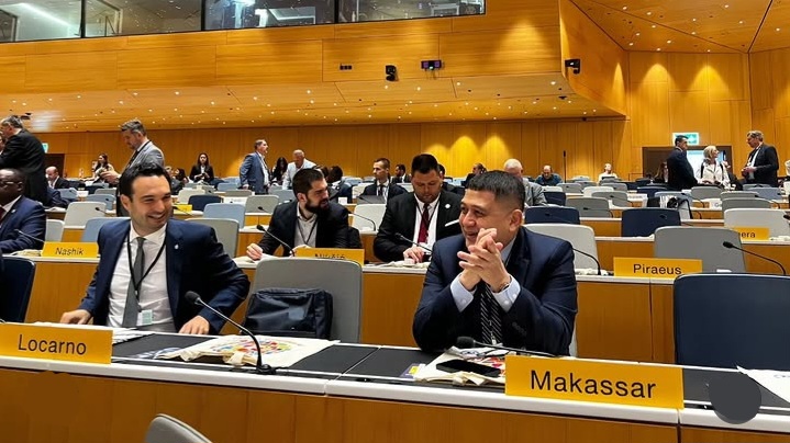 Wali Kota Makassar Munafri Arifuddin dalam United Nations Forum of Mayors 2026 di Jenewa, Swiss, membahas pendidikan keselamatan lalu lintas.